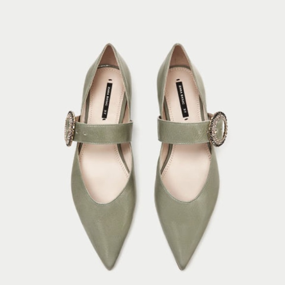 ZARA NWT BEJEWELLED LEATHER BALLERINAS size 40 - Picture 2 of 9